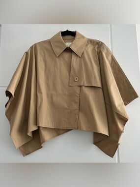 COS Tan Cropped Cape Trench Style Coat